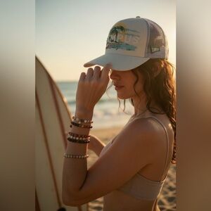 Brand new Auth. Campus Goods ‘Campus Luxury’ Trucker Hat with Palm Tree Design